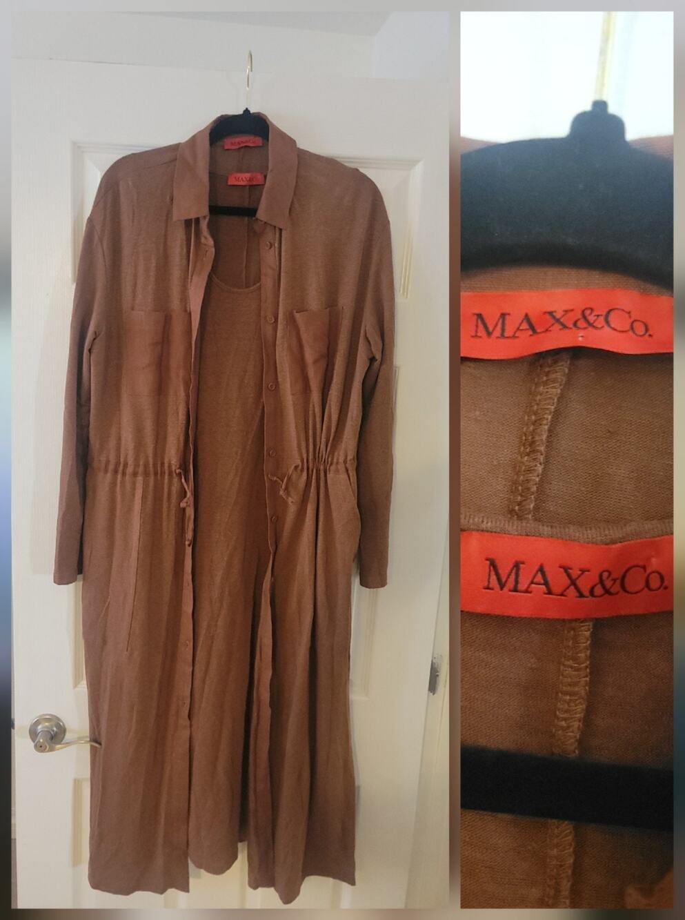Max & Co. Max Mara Set Sz L Linen Blend Dress Cardigan Euro Summer Lagenlook